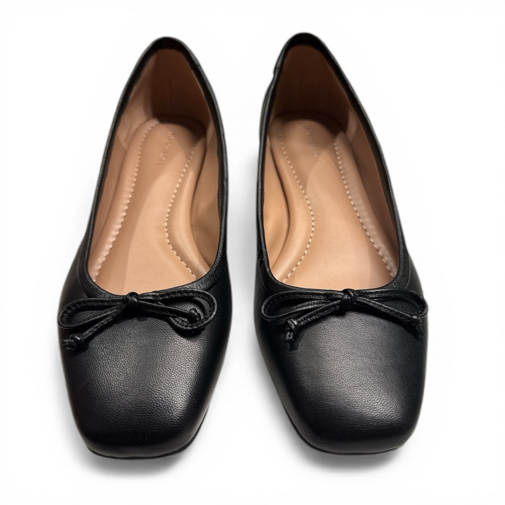 Nordstrom Ashton Black Leather Ballet Flats Size 8 NIB